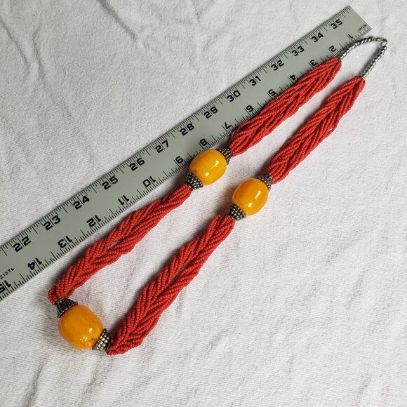 Faux Egg Yolk Amber African Trade Beads Necklace - Picture 5 of 5